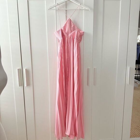 Amur Kamari Pleated Halterneck Maxi Dress in Rosewater Pink Size 4 - Picture 3 of 12